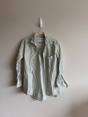 LOLA RIVER light green striped button down shirt